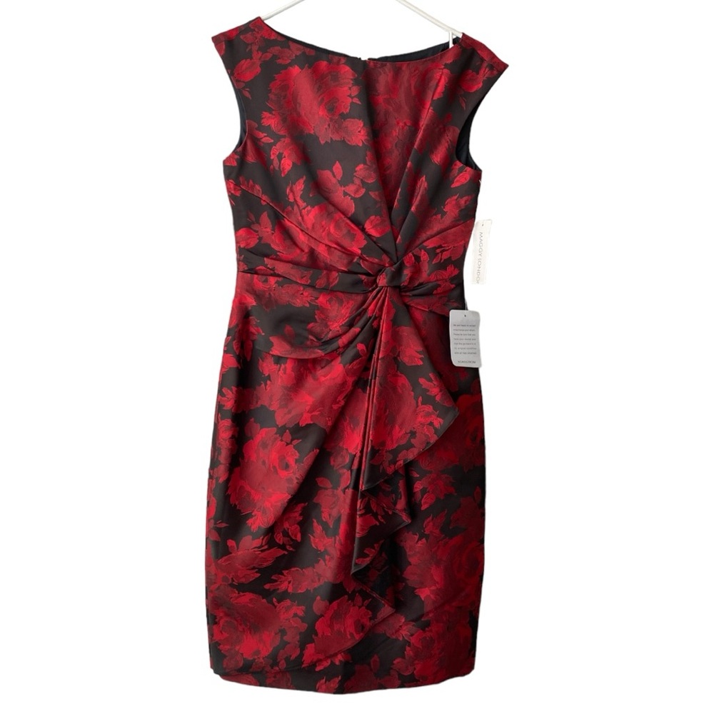 Maggy London Side Drape Sheath Dress Twist Front Boat Neck Cocktail size 6 NWT